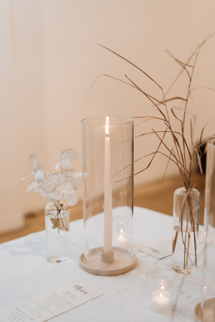 Trendy wedding decor with dry flowers and grass