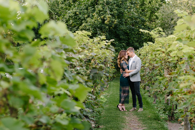 Romantic engagement photos at Spadina Museum winery